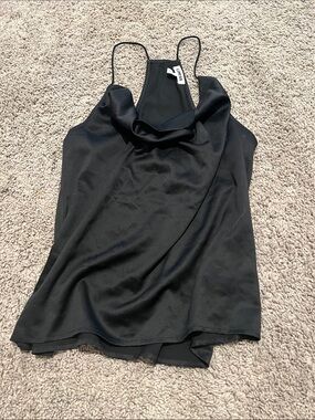 Express Black Satin Cowl Neck Camisole